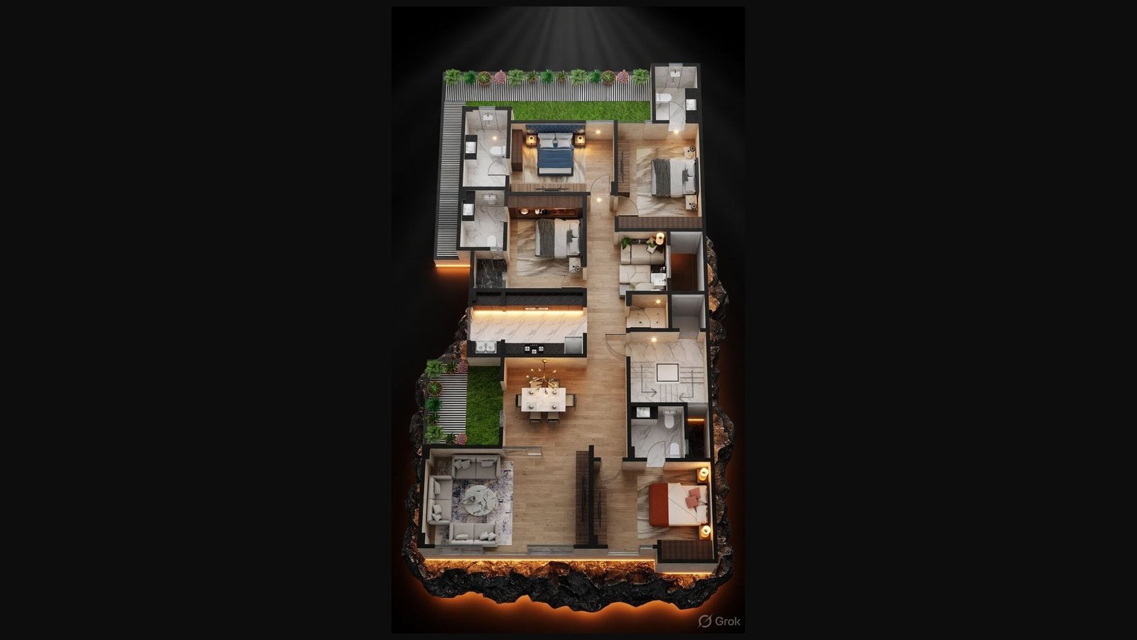 The Colonnade · Interior — 3D isometric view
